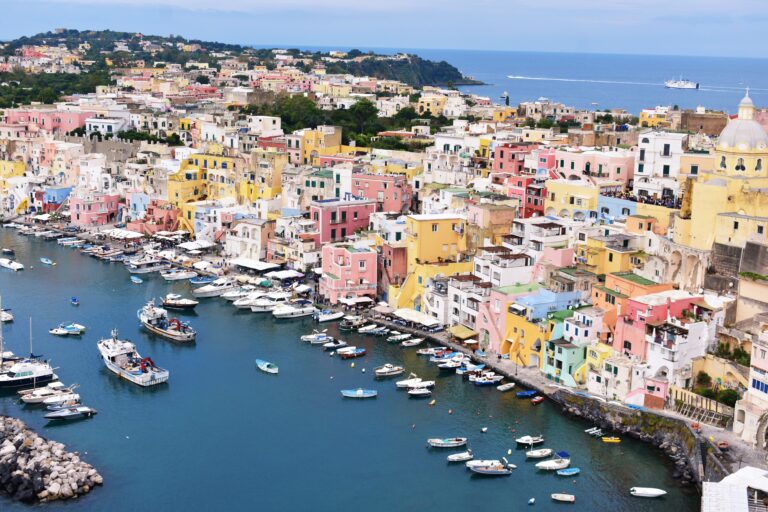 Colorful houses in Marina Corricella – a must-see on your 1 day in Procida.