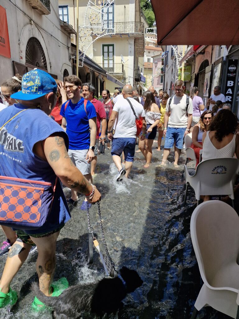 water festival a chiena people are walking in cold water